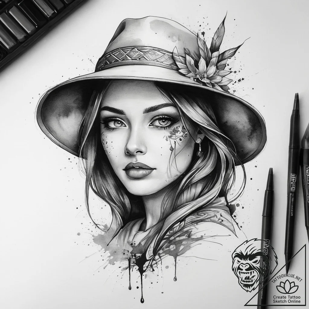 Tattoo sketch vasilisa the beautiful with a h... - tattoo sketch (№1757857070_0, 14.09.2025 13:37) — tattoovalue.net