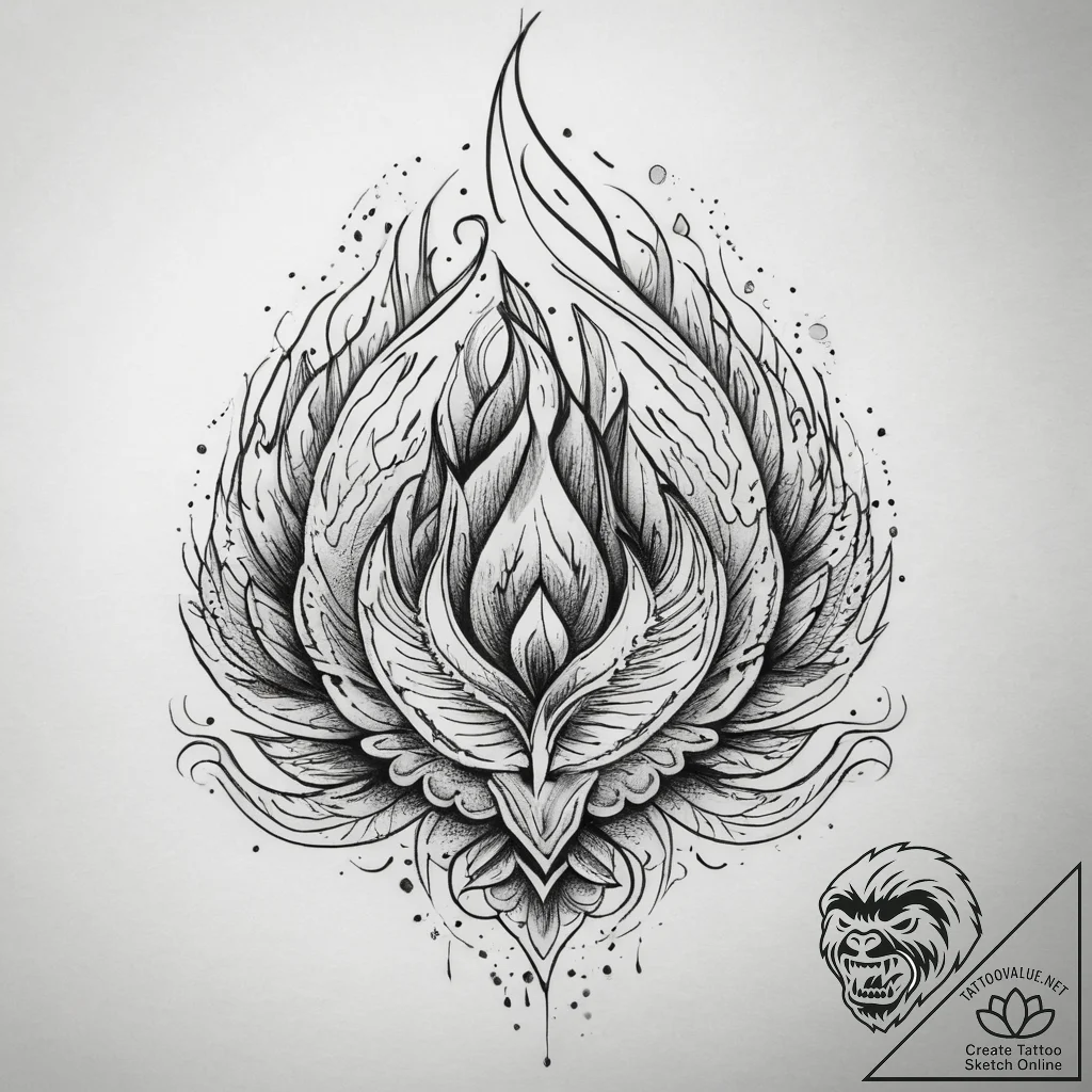 Tattoo sketch fire, tattoo drawing outline, b... - tattoo sketch (№1757857853_0, 14.09.2025 13:50) — tattoovalue.net