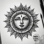 Tattoo sketch sun face, ink illustration for… – tattoo sketch (№1757858244_0, 14.09.2025 13:57) — tattoovalue.net