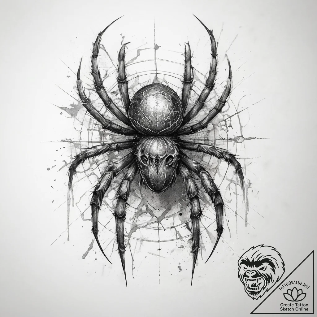 Tattoo sketch spider, concept art for tattoo,... - tattoo sketch (№1757858831_0, 14.09.2025 14:07) — tattoovalue.net