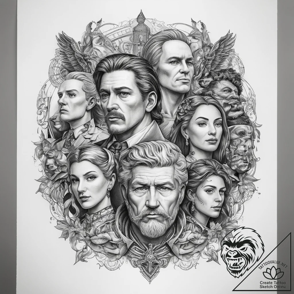 Historical figures & icons - tattoo sketch (№1757859222_0, 14.09.2025 14:13) — tattoovalue.net