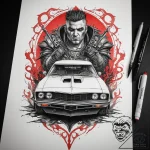 Tattoo sketch mad max v8 interceptor, tattoo… – tattoo sketch (№1757860591_0, 14.09.2025 14:36) — tattoovalue.net