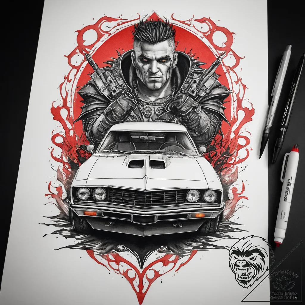 Tattoo sketch mad max v8 interceptor, tattoo... - tattoo sketch (№1757860591_0, 14.09.2025 14:36) — tattoovalue.net