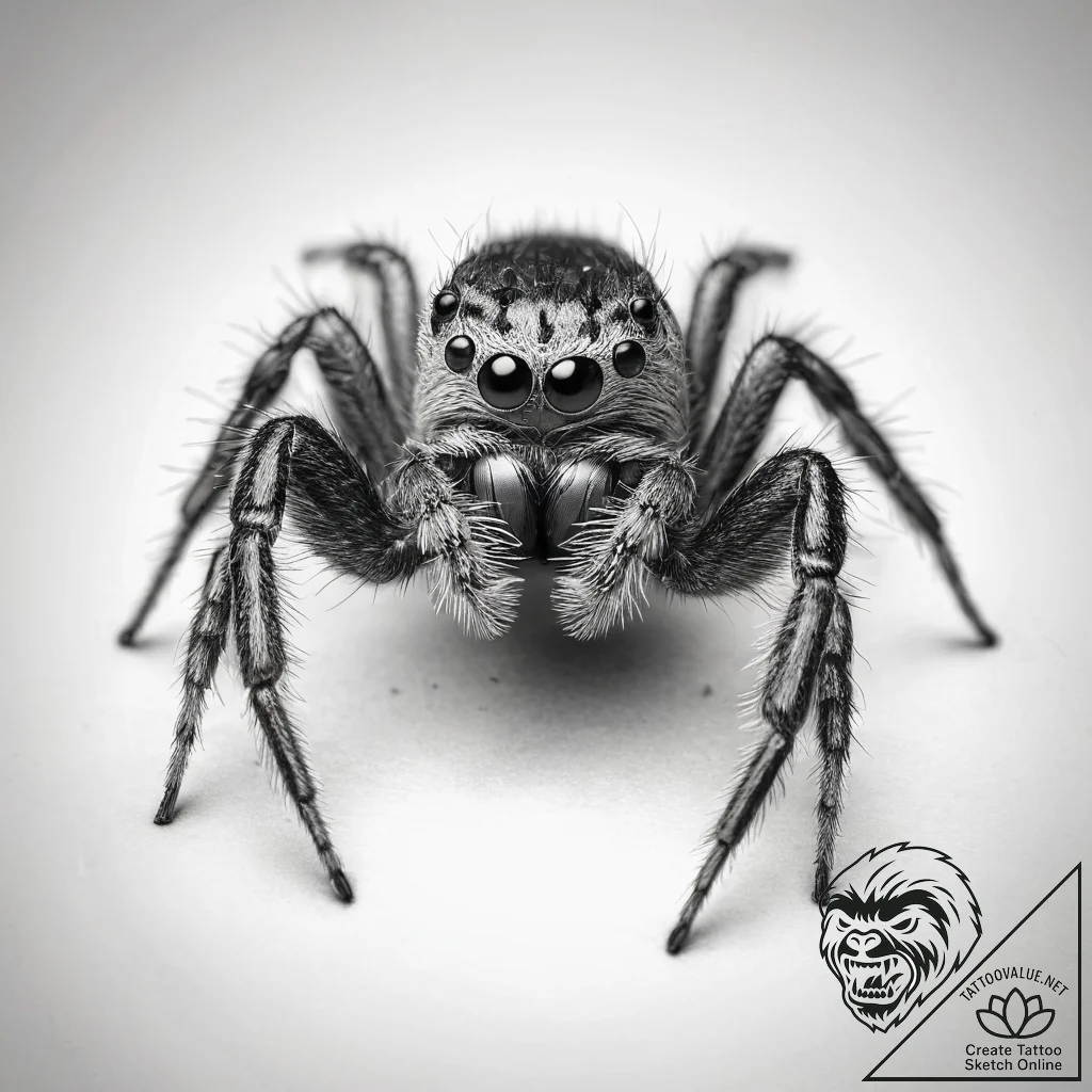 Tattoo sketch jumping spider, artistic tattoo... - tattoo sketch (№1757860787_0, 14.09.2025 14:39) — tattoovalue.net