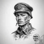 Tattoo sketch soldier with a motto – tattoo sketch (№1757862969_0, 14.09.2025 15:16) — tattoovalue.net