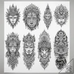 African & tribal heritage, tattoo flash sheet… – tattoo sketch (№1757863169_0, 14.09.2025 15:19) — tattoovalue.net