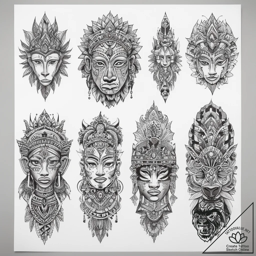 African & tribal heritage, tattoo flash sheet... - tattoo sketch (№1757863169_0, 14.09.2025 15:19) — tattoovalue.net