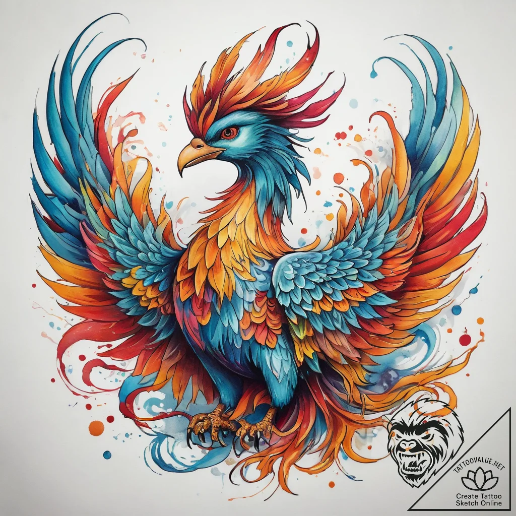 Tattoo sketch chinese phoenix, artistic tatto... - tattoo sketch (№1757864548_0, 14.09.2025 15:42) — tattoovalue.net