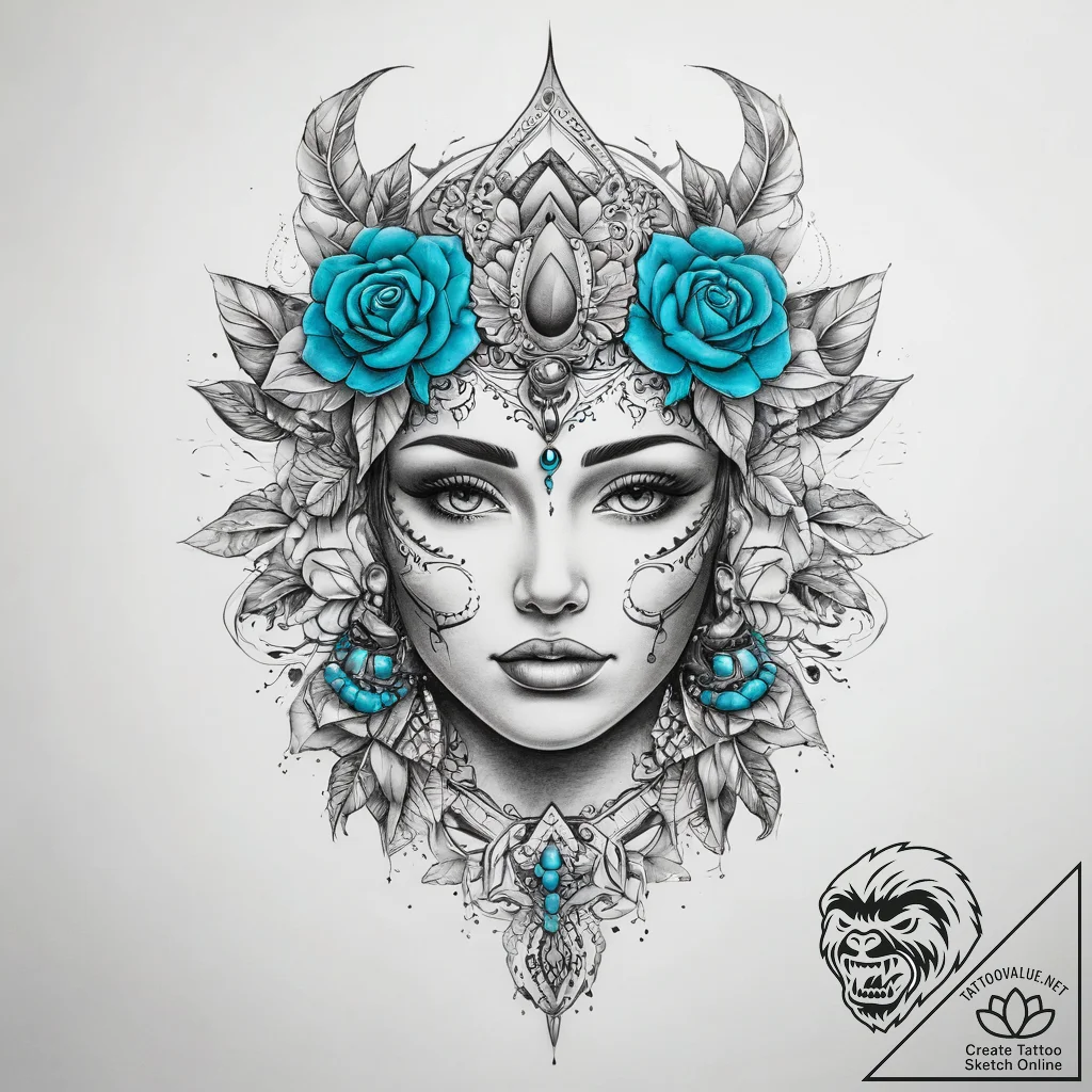Tattoo sketch turquoise - tattoo sketch (№1757864771_0, 14.09.2025 15:46) — tattoovalue.net