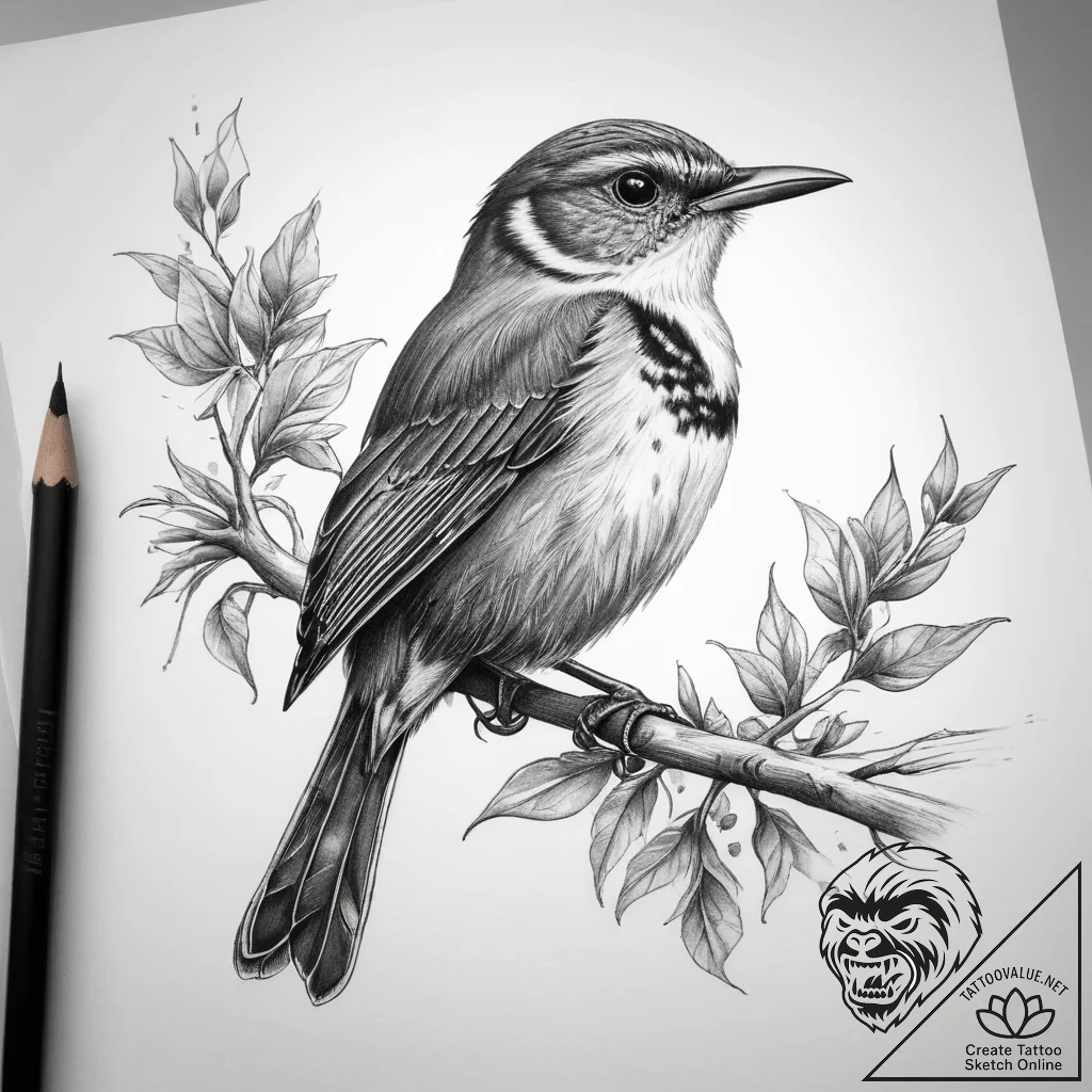 Tattoo sketch wren, concept art for tattoo, o... - tattoo sketch (№1757865943_0, 14.09.2025 16:05) — tattoovalue.net