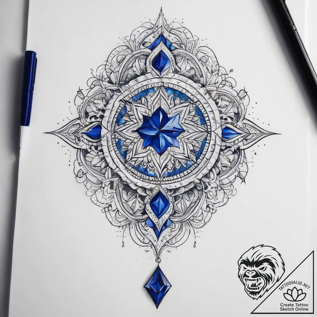 Tattoo sketch sapphire - tattoo sketch (№1757866914_0, 14.09.2025 16:21) — tattoovalue.net