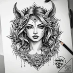 Tattoo sketch mystical scene, tattoo flash sh… – tattoo sketch (№1757867708_0, 14.09.2025 16:35) — tattoovalue.net