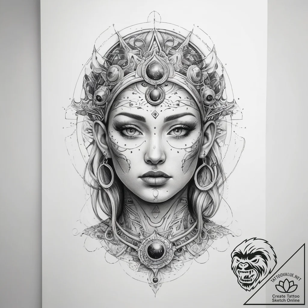Tattoo sketch cosmic person - tattoo sketch (№1757867905_0, 14.09.2025 16:38) — tattoovalue.net