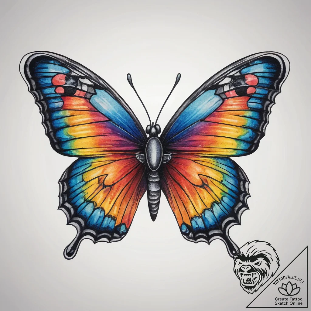 Tattoo sketch butterfly symbolizing change, a... - tattoo sketch (№1757869492_0, 14.09.2025 17:04) — tattoovalue.net