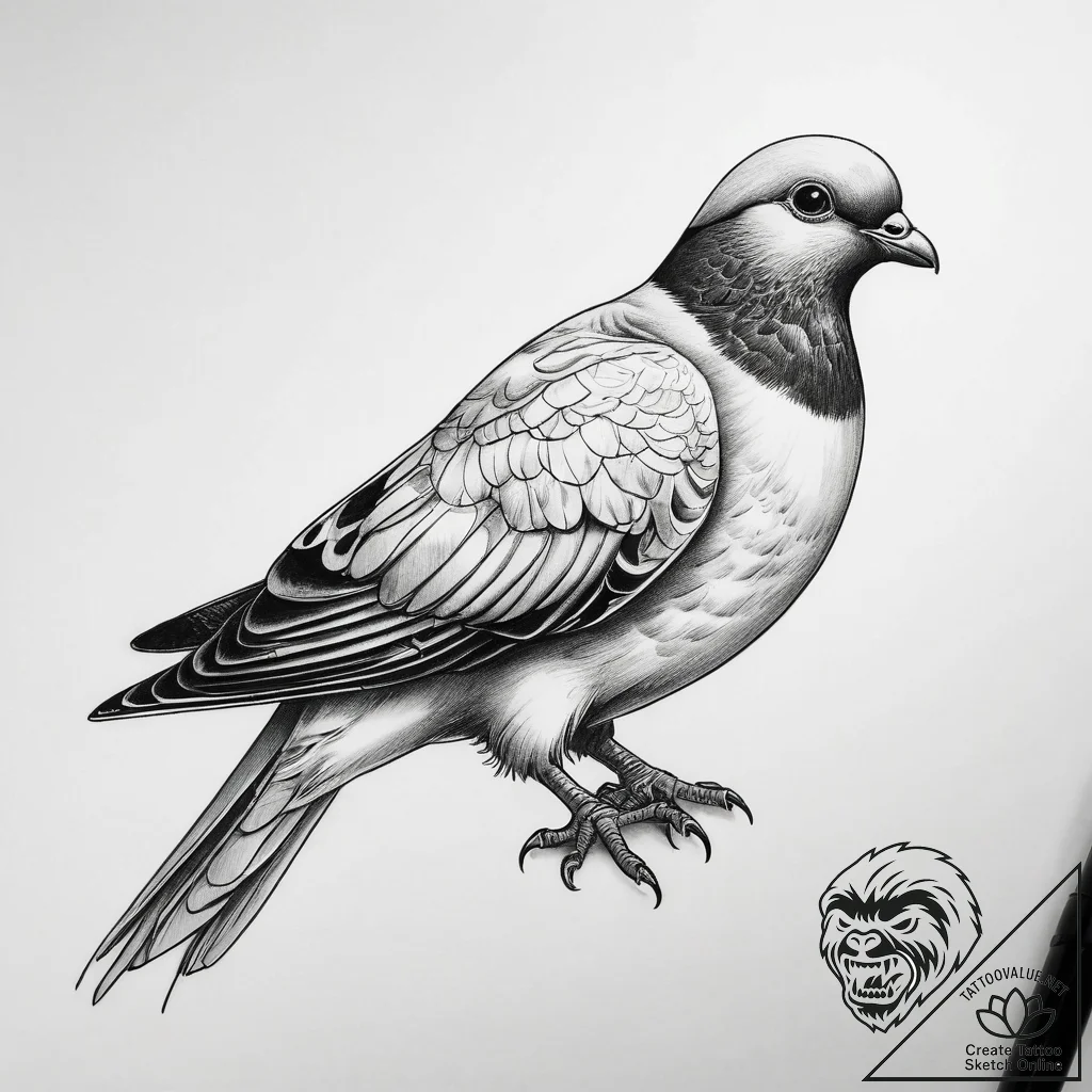 Tattoo sketch pigeon, concept art for tattoo,... - tattoo sketch (№1757870277_0, 14.09.2025 17:17) — tattoovalue.net