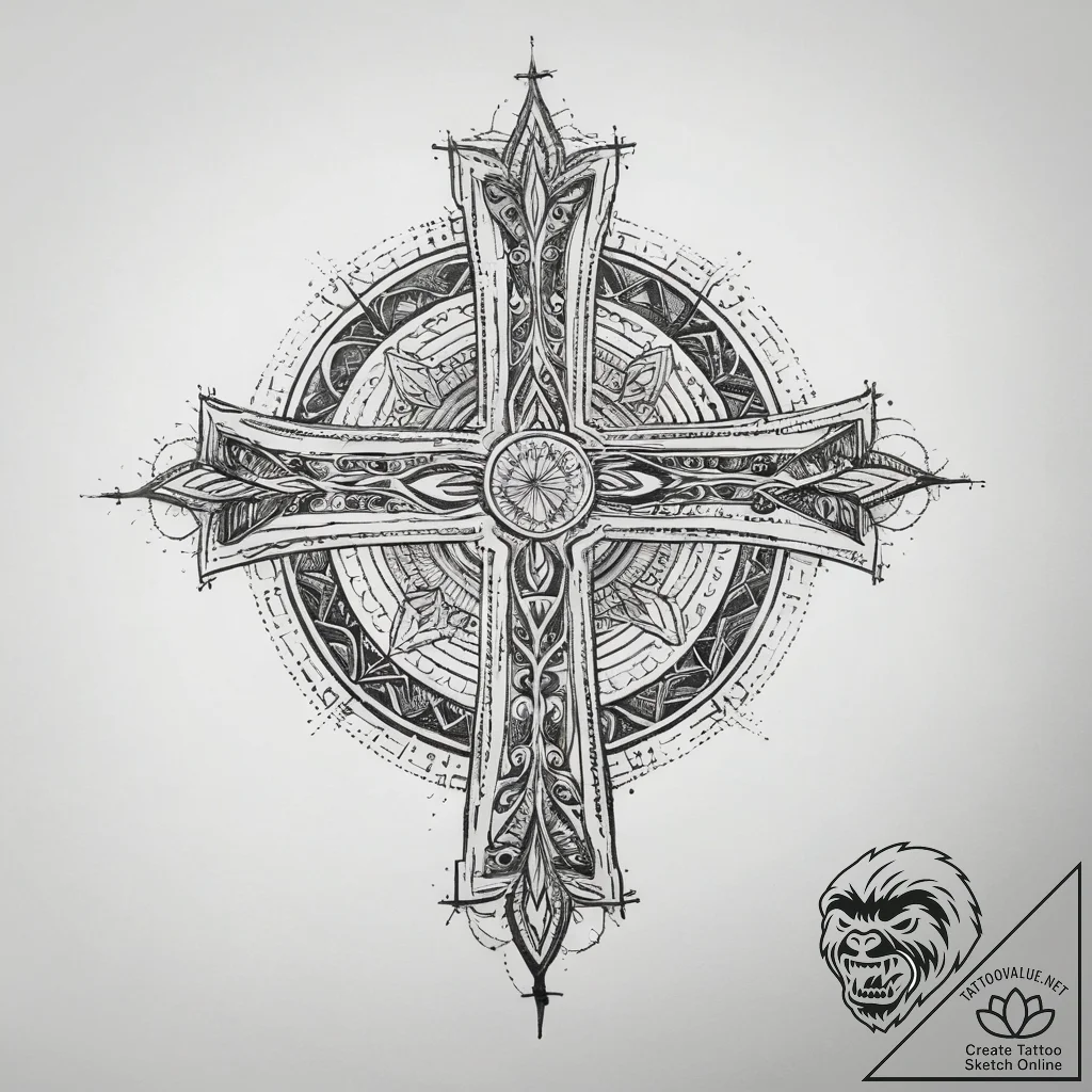 Tattoo sketch spiritual narrative, concept ar... - tattoo sketch (№1757870470_0, 14.09.2025 17:21) — tattoovalue.net