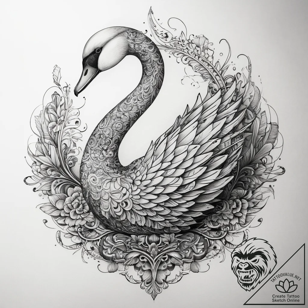Tattoo sketch swan tattoo, tattoo drawing out... - tattoo sketch (№1757871265_0, 14.09.2025 17:34) — tattoovalue.net