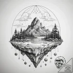 Tattoo sketch floating islands, tattoo line a… – tattoo sketch (№1757871661_0, 14.09.2025 17:41) — tattoovalue.net