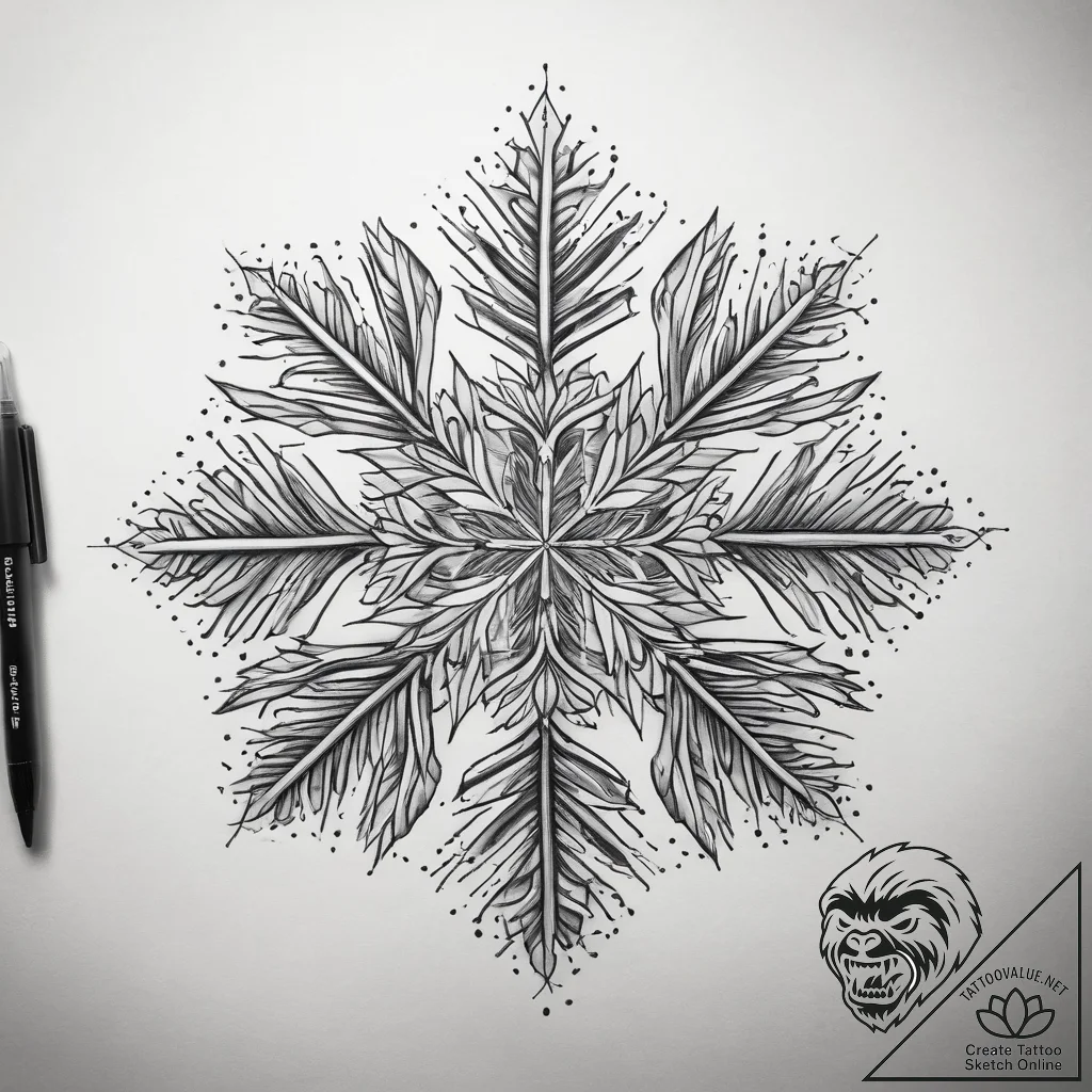 Tattoo sketch узор в виде снежинок, artistic... - tattoo sketch (№1757872451_0, 14.09.2025 17:54) — tattoovalue.net