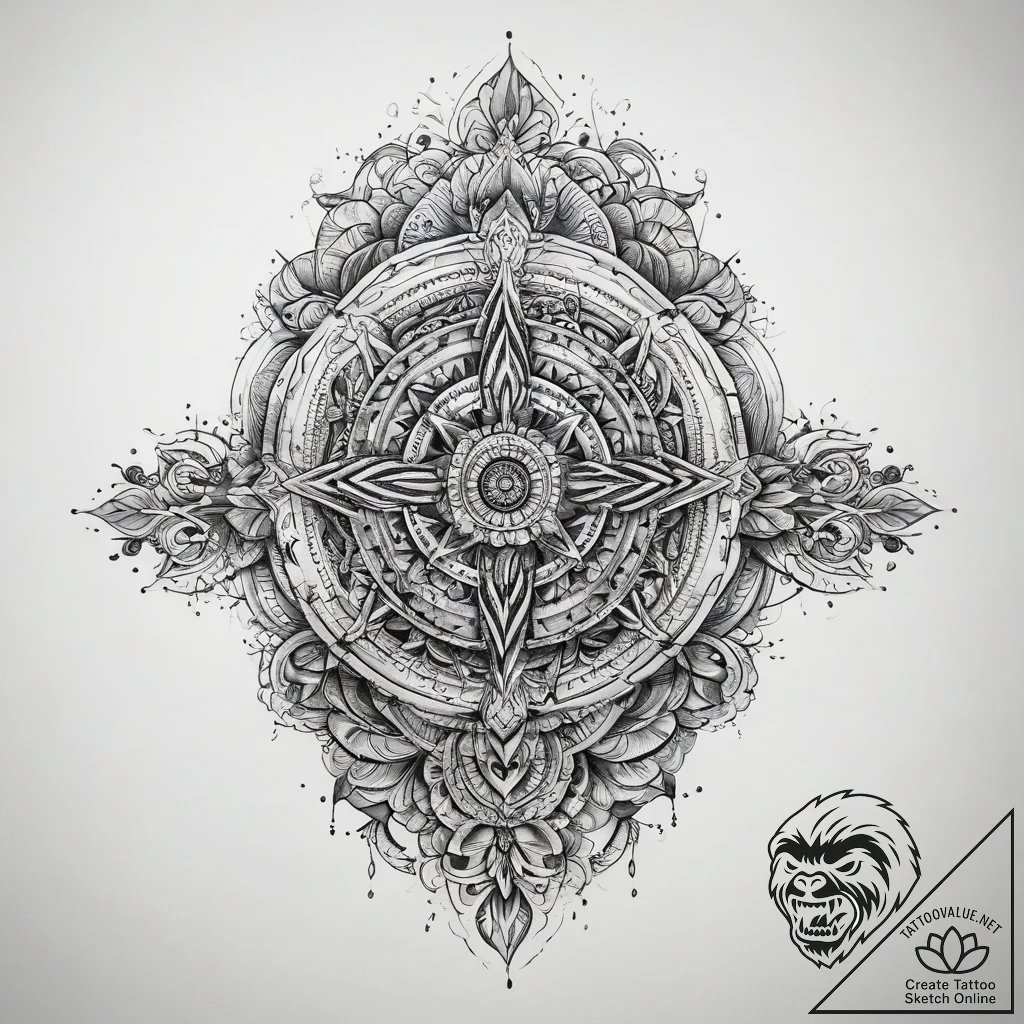 Tattoo sketch cosmic fount, ink illustration... - tattoo sketch (№1757872849_0, 14.09.2025 18:00) — tattoovalue.net
