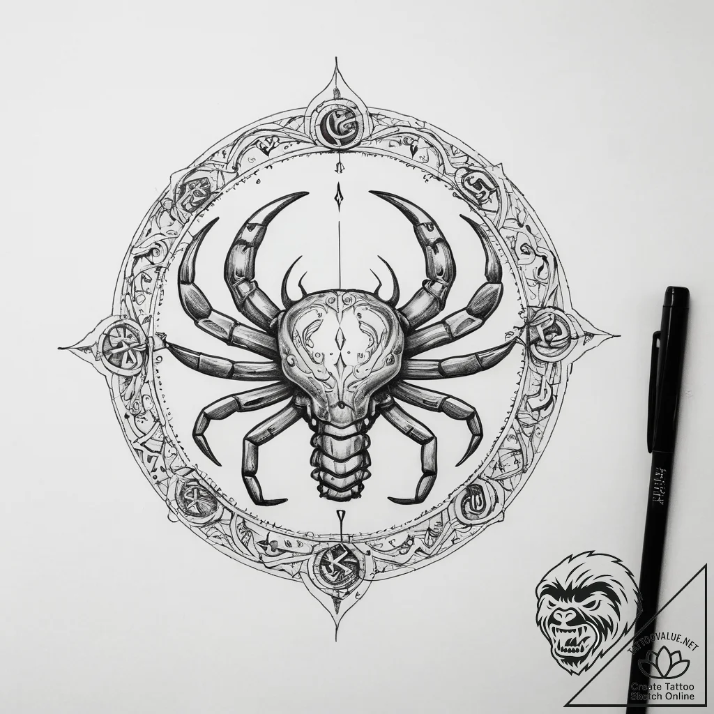 Tattoo sketch cancer zodiac symbol - tattoo sketch (№1757873443_0, 14.09.2025 18:10) — tattoovalue.net