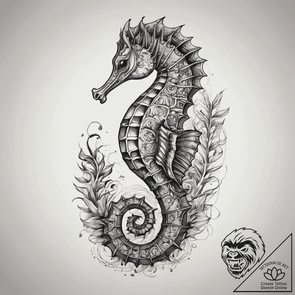 Tattoo sketch seahorse, artistic tattoo sketc... - tattoo sketch (№1757873637_0, 14.09.2025 18:13) — tattoovalue.net