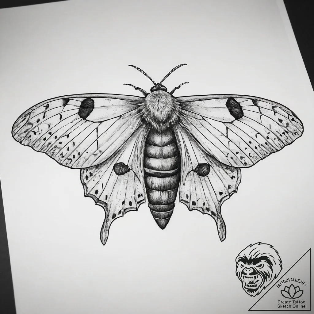 Tattoo sketch imperial moth - tattoo sketch (№1757875012_0, 14.09.2025 18:36) — tattoovalue.net
