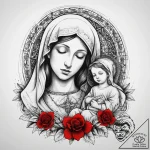 Tattoo sketch virgin mary with child, tattoo… – tattoo sketch (№1757875788_0, 14.09.2025 18:49) — tattoovalue.net