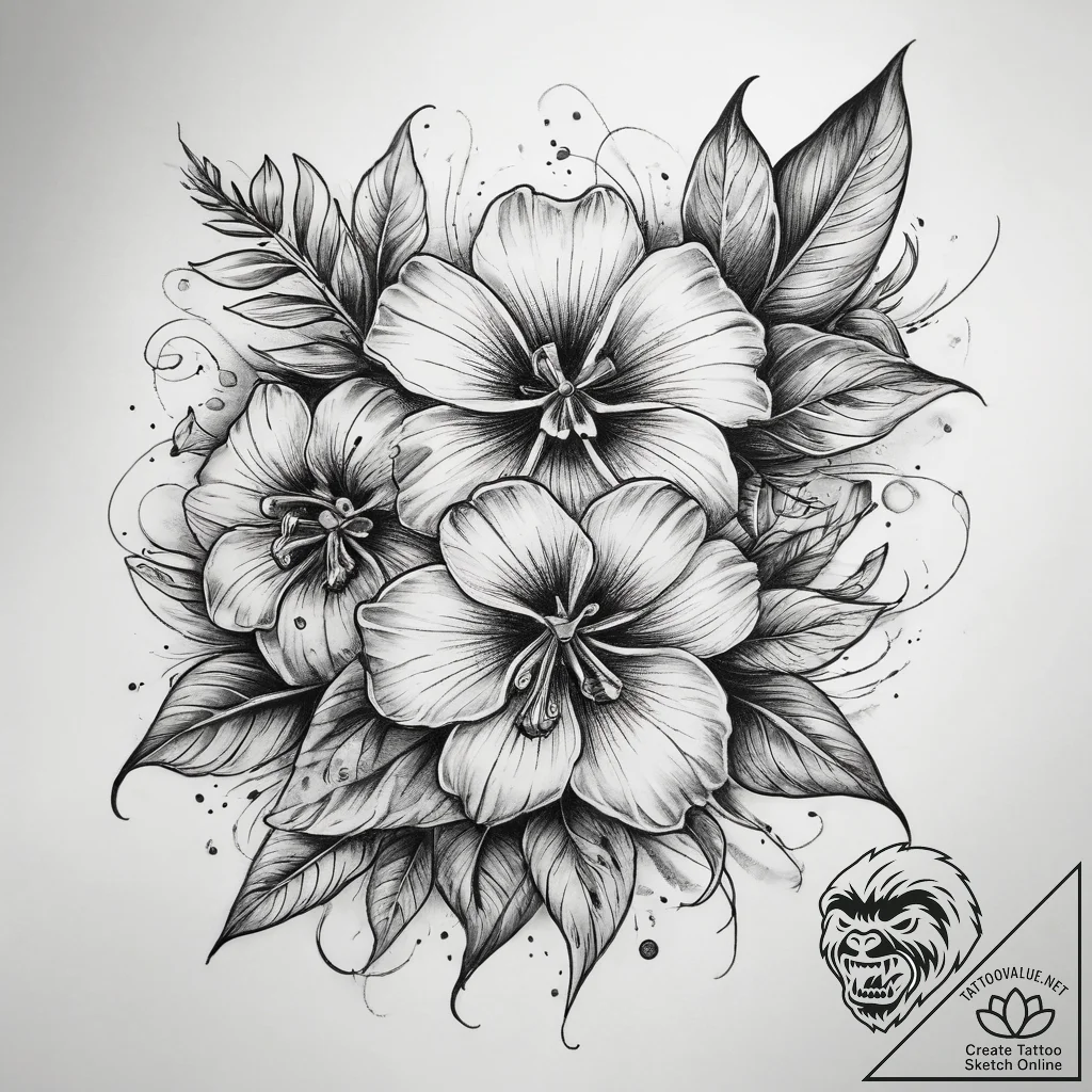 Tattoo sketch sweet william, tattoo flash she... - tattoo sketch (№1757875982_0, 14.09.2025 18:53) — tattoovalue.net