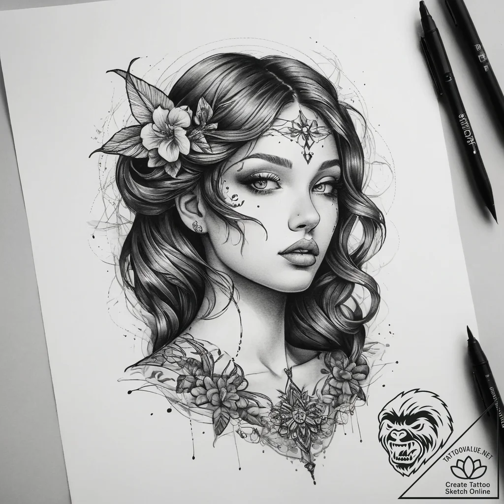 Tattoo sketch nymph tattoo, tattoo drawing ou... - tattoo sketch (№1757876564_0, 14.09.2025 19:02) — tattoovalue.net