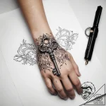 Tattoo sketch hands with a key – tattoo sketch (№1757877726_0, 14.09.2025 19:22) — tattoovalue.net
