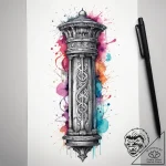 Tattoo sketch djed pillar with a symbol, tatt… – tattoo sketch (№1757880465_0, 14.09.2025 20:07) — tattoovalue.net