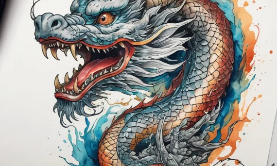 Tattoo sketch chinese dragon from a historica... - tattoo sketch (№1757880868_0, 14.09.2025 20:14) — tattoovalue.net