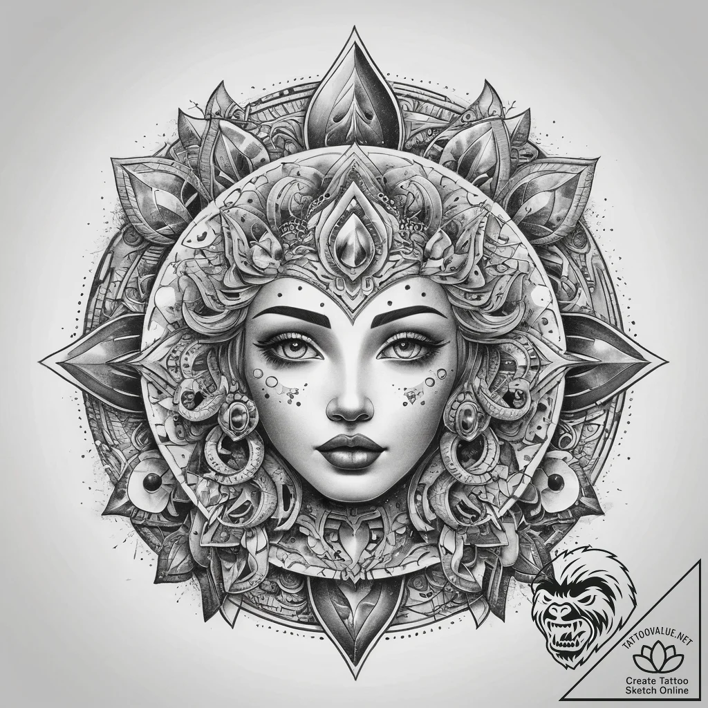 Tattoo sketch cosmic kingdom, tattoo flash sh... - tattoo sketch (№1757881461_0, 14.09.2025 20:24) — tattoovalue.net
