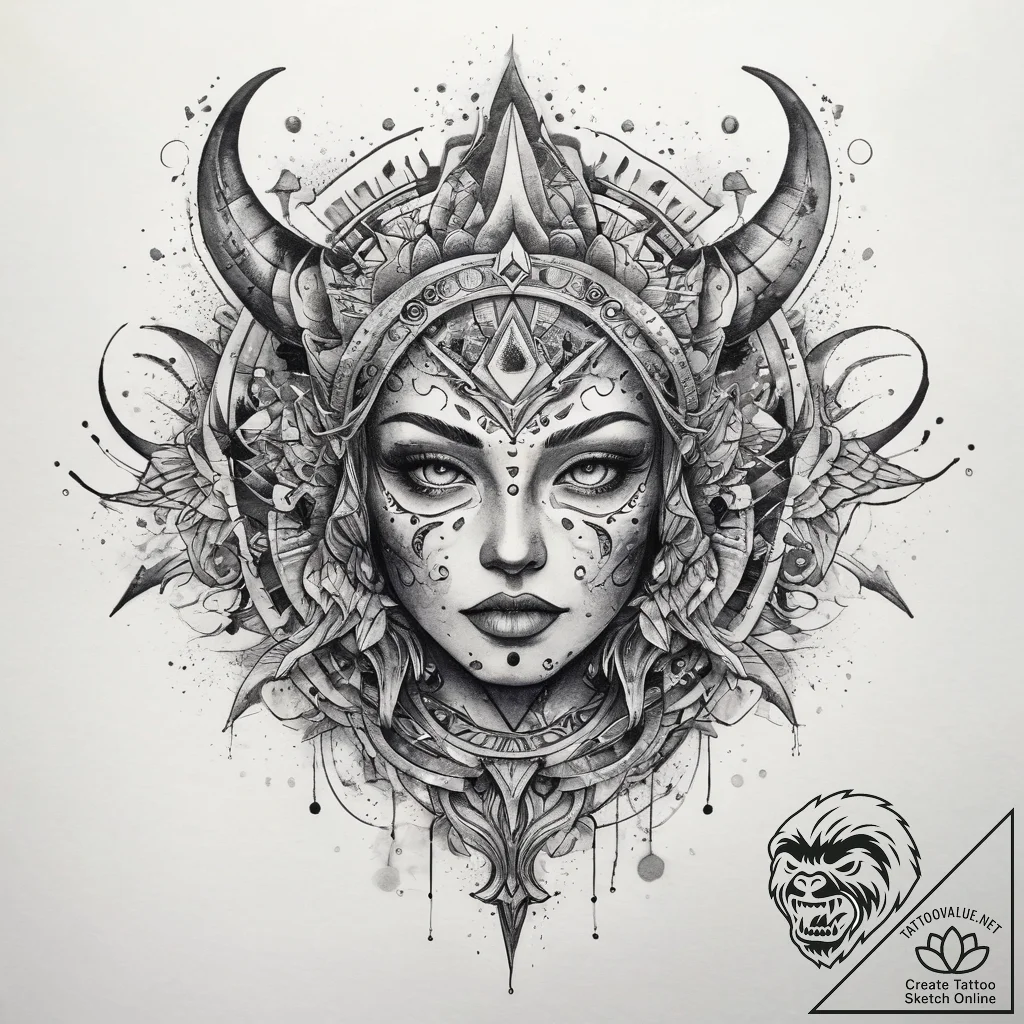 Tattoo sketch cosmic legend, tattoo line art,... - tattoo sketch (№1757882848_0, 14.09.2025 20:47) — tattoovalue.net