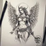 Tattoo sketch angel with sword, tattoo sketch… – tattoo sketch (№1757883450_0, 14.09.2025 20:57) — tattoovalue.net