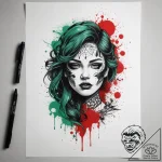 Tattoo sketch green, concept art for tattoo,… – tattoo sketch (№1757884040_0, 14.09.2025 21:07) — tattoovalue.net