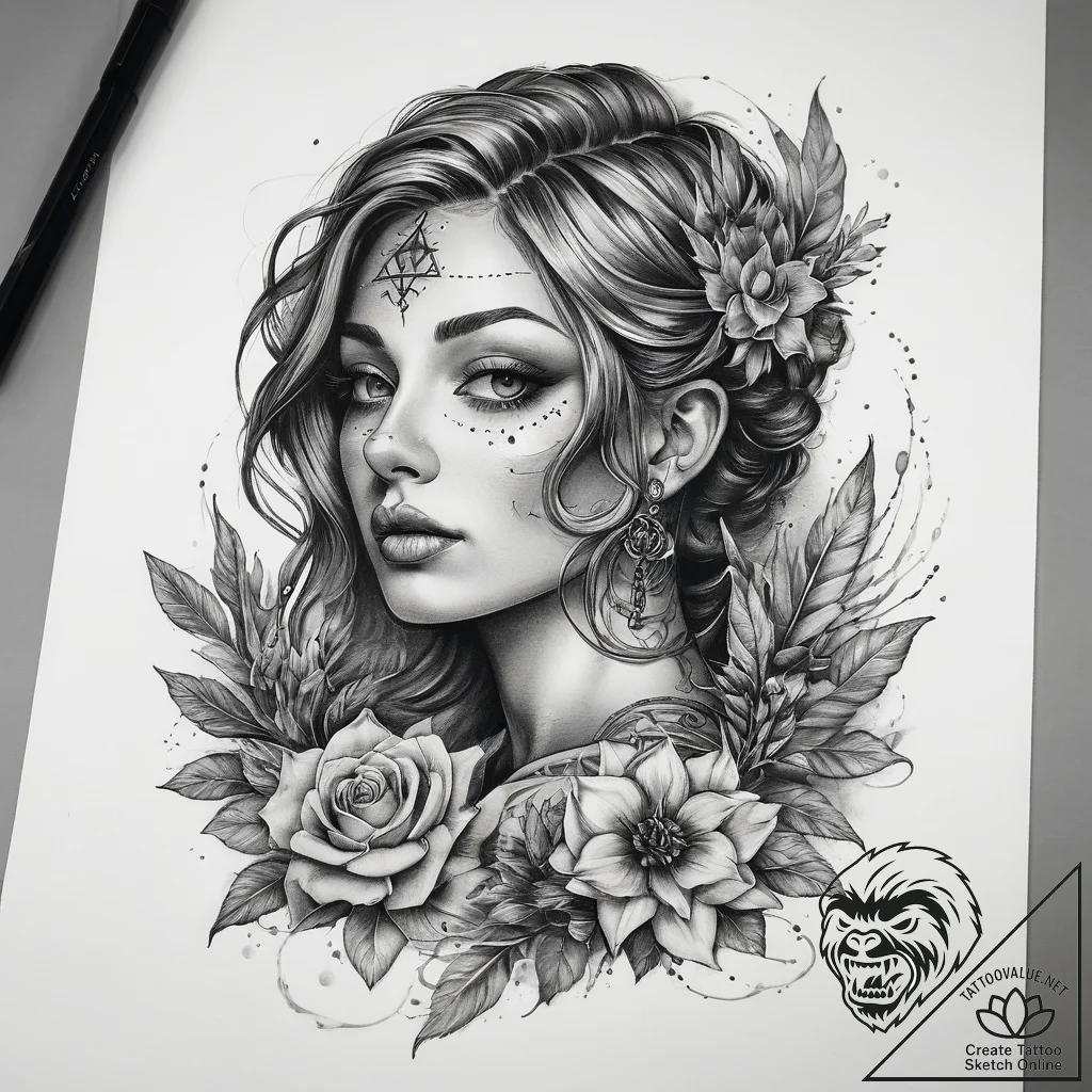 Tattoo sketch sage with a ritual, artistic ta... - tattoo sketch (№1757884246_0, 14.09.2025 21:10) — tattoovalue.net