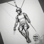 Tattoo sketch ziplining person on a line, tat… – tattoo sketch (№1757885433_0, 14.09.2025 21:30) — tattoovalue.net