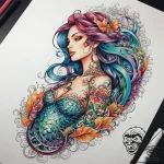 Tattoo sketch mermaid tattoo, concept art for… – tattoo sketch (№1757885632_0, 14.09.2025 21:33) — tattoovalue.net