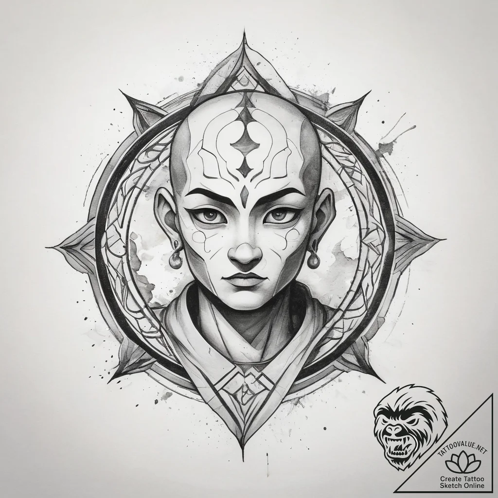 Tattoo sketch avatar: the last airbender aang... - tattoo sketch (№1757886021_0, 14.09.2025 21:40) — tattoovalue.net