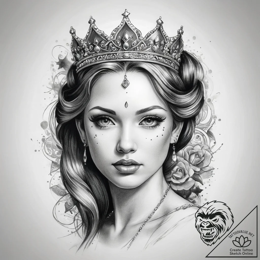 Tattoo sketch princess - tattoo sketch (№1757886413_0, 14.09.2025 21:46) — tattoovalue.net