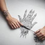Tattoo sketch hands with a scissors – tattoo sketch (№1757888379_0, 14.09.2025 22:19) — tattoovalue.net