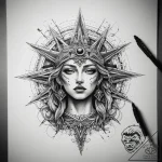 Tattoo sketch zaria, the morning star goddess… – tattoo sketch (№1757888778_0, 14.09.2025 22:26) — tattoovalue.net