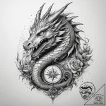 Tattoo sketch dragon with a treasure, artisti… – tattoo sketch (№1757890159_0, 14.09.2025 22:49) — tattoovalue.net