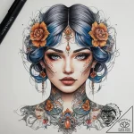 Tattoo sketch drawing a portrait, ink illustr… – tattoo sketch (№1757891751_0, 14.09.2025 23:15) — tattoovalue.net
