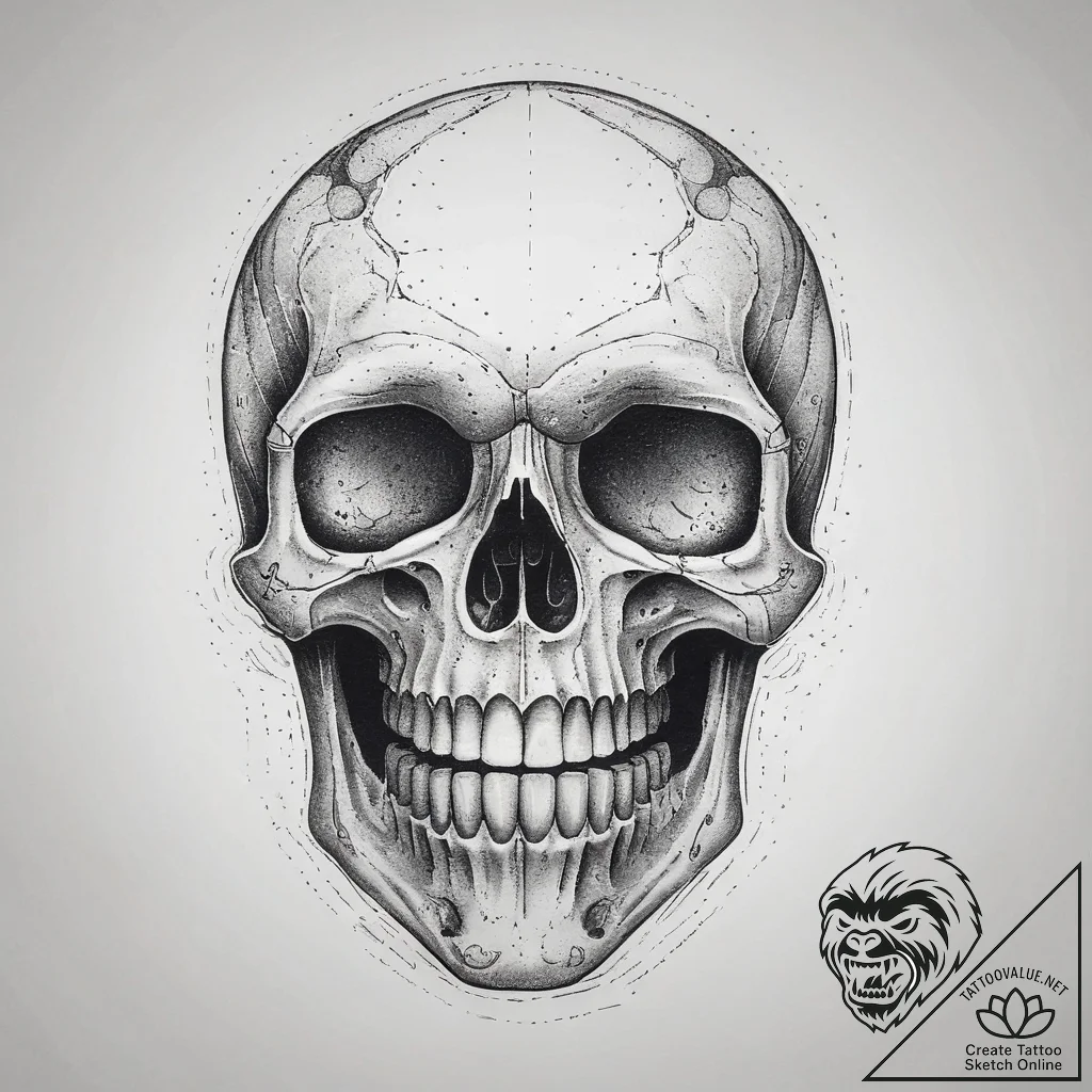 Tattoo sketch laughing skull, concept art for... - tattoo sketch (№1757892348_0, 14.09.2025 23:25) — tattoovalue.net