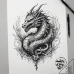 Tattoo sketch линейный дракон, artistic tatto… – tattoo sketch (№1757895306_0, 15.09.2025 00:15) — tattoovalue.net