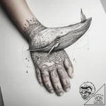 Tattoo sketch hands with a whale, tattoo line… – tattoo sketch (№1757895696_0, 15.09.2025 00:21) — tattoovalue.net