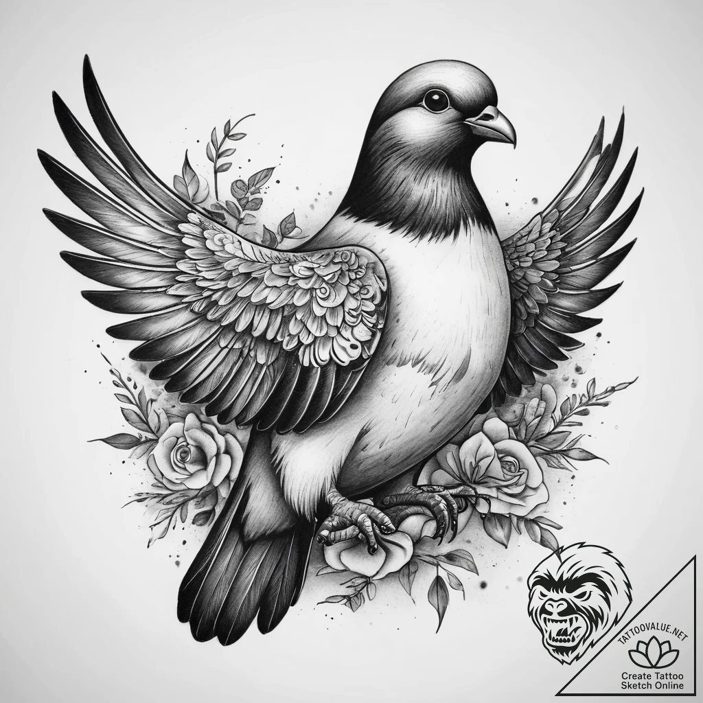 Tattoo sketch pigeon, tattoo flash sheet desi... - tattoo sketch (№1757896292_0, 15.09.2025 00:31) — tattoovalue.net